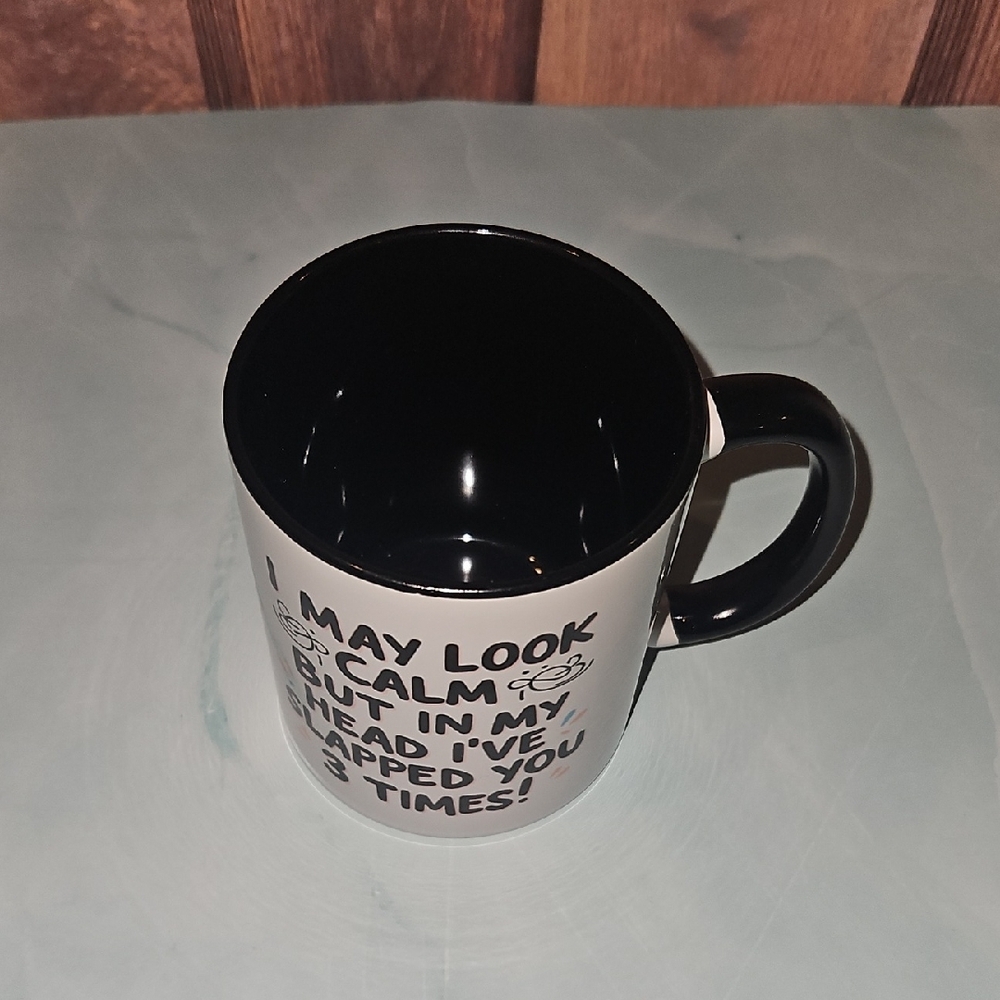 White and Black Ceramic Mug with Humorous Quote - Picture 2 of 5
